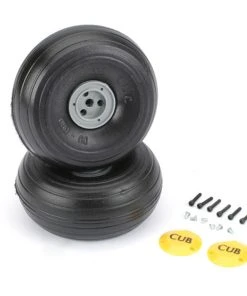 Dubro Products J3 Cub Wheels, 3-3/8", Lite, Treaded (2)
