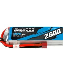 Gens Ace 11.1V 2600mAh 3S 45C LiPo Battery: Deans