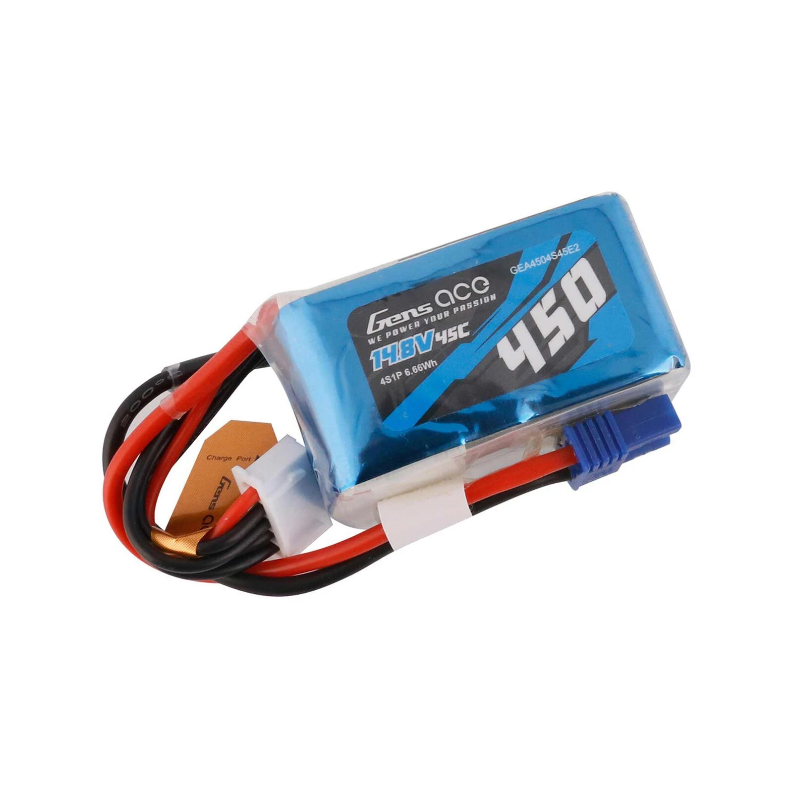 Gens Ace 14.8V 450mAh 4S 45C Lipo Battery: EC2 4 Gens Ace 14.8V 450mAh 4S 45C Lipo Battery: EC2 - Image 2